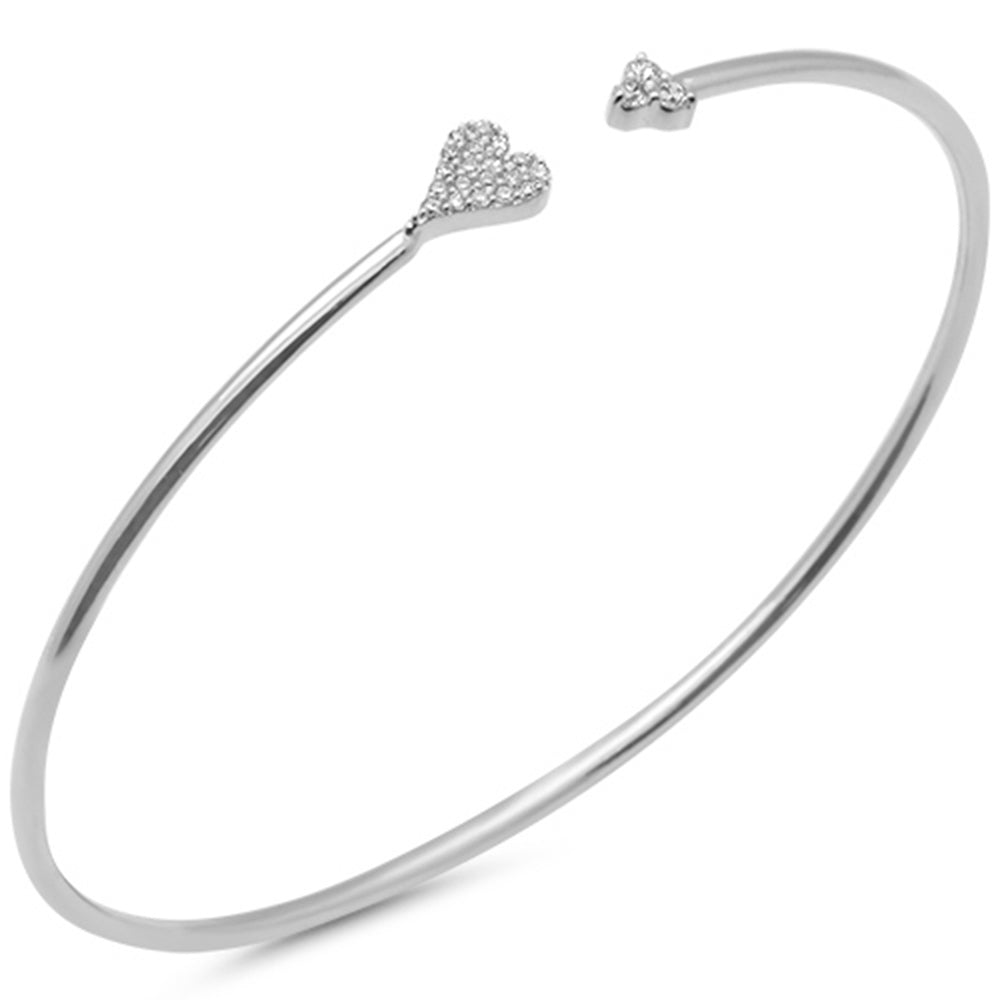 SPECIAL! .20ct G SI 14K White Gold Diamond Heart Open Bangle Bracelet