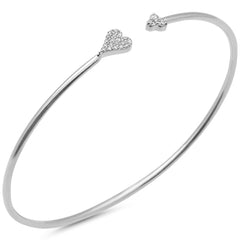 SPECIAL! .20ct G SI 14K White Gold Diamond Heart Open Bangle Bracelet