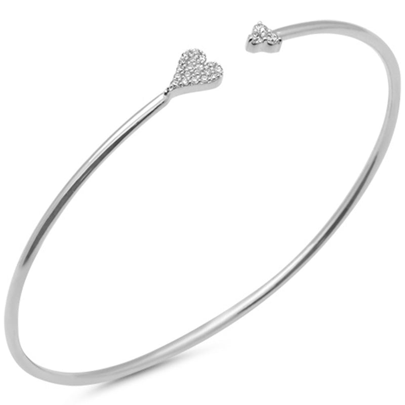 SPECIAL! .20ct G SI 14K White Gold Diamond Heart Open Bangle Bracelet