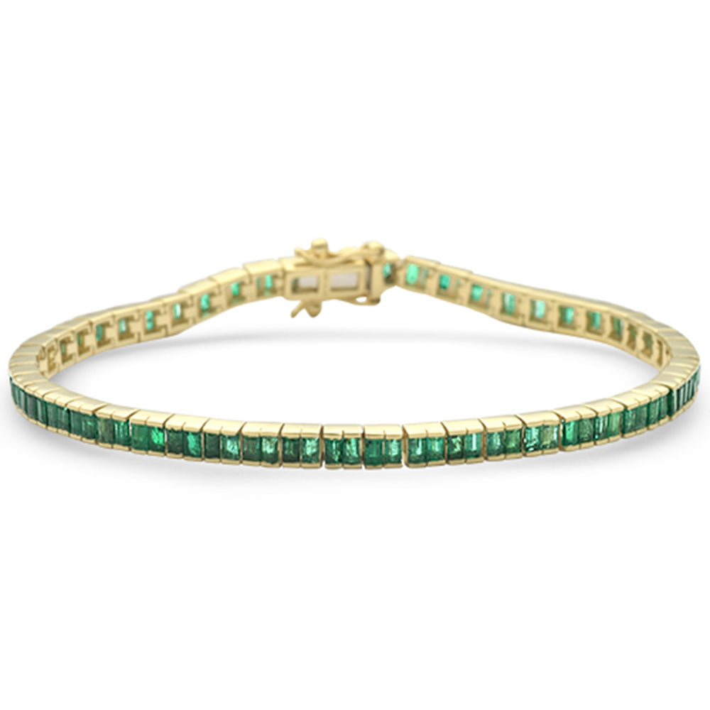 SPECIAL! 3.84ct G SI 14K Yellow Gold Emerald Gemstones Bracelet 7" Long