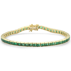 SPECIAL! 3.84ct G SI 14K Yellow Gold Emerald Gemstones Bracelet 7" Long