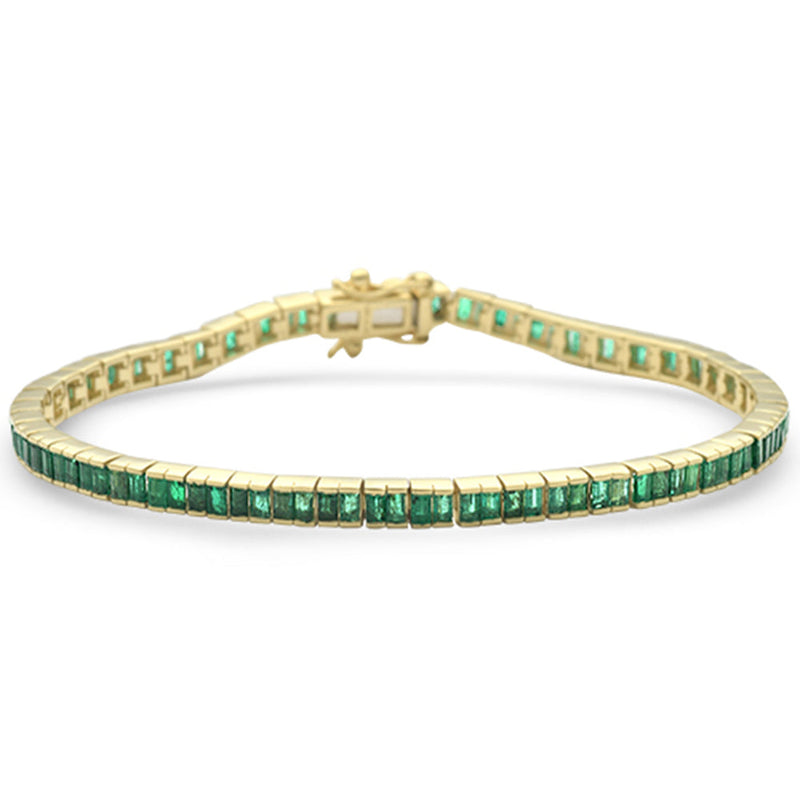 SPECIAL! 3.84ct G SI 14K Yellow Gold Emerald Gemstones Bracelet 7" Long