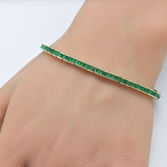 SPECIAL! 3.84ct G SI 14K Yellow Gold Emerald Gemstones Bracelet 7" Long