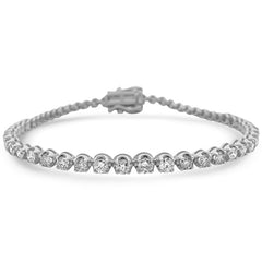 SPECIAL!3.04ct G SI 14K White Gold Diamond Graduated Style Tennis Bracelet 7" Long