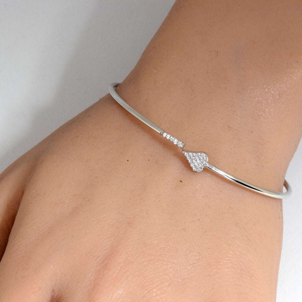 SPECIAL!.15ct G SI 14K White Gold Diamond Open Bangle Bracelet