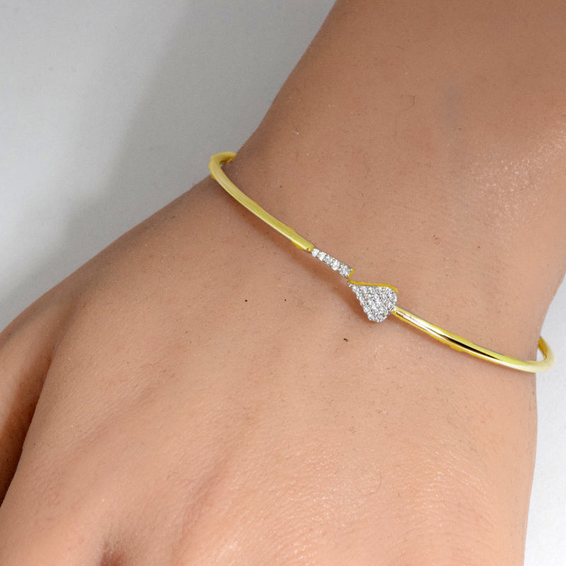 SPECIAL!.15ct G SI 14K Yellow Gold Diamond Open Bangle Bracelet