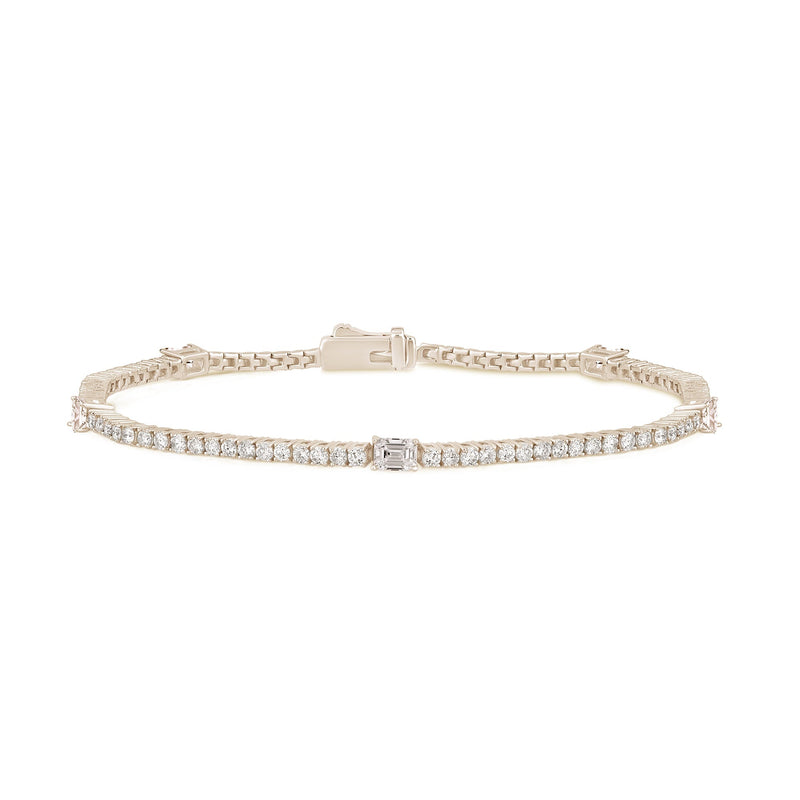 SPECIAL!2.38ct G SI 14K Yellow Gold Diamond & Emerald Cut Tennis Bracelet 7" Long