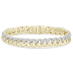 SPECIAL! 1.66ct G SI 14K Yellow Gold Diamond 9mm Round Cuban Bracelet 7" Long