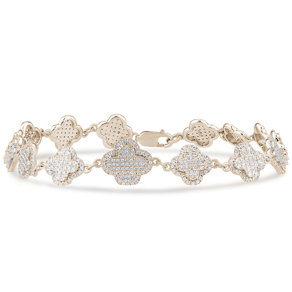 SPECIAL! 1.24ct G SI 14K Yellow Gold Diamond Clover Bracelet 7" Long