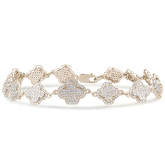 SPECIAL! 1.24ct G SI 14K Yellow Gold Diamond Clover Bracelet 7" Long