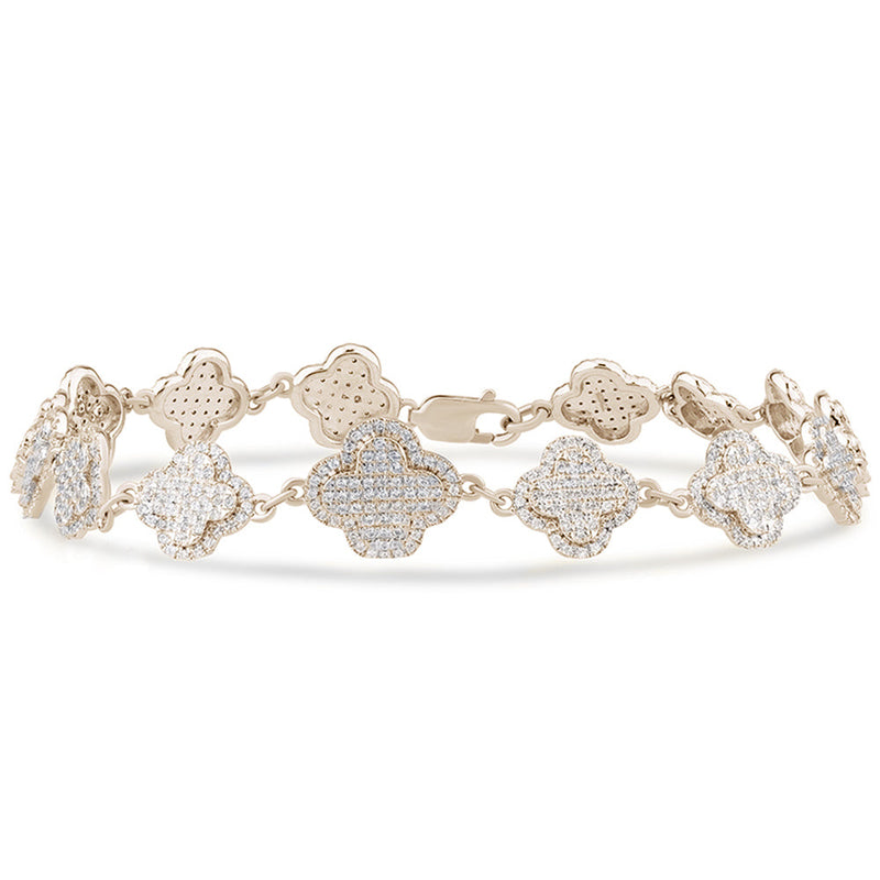 SPECIAL! 1.24ct G SI 14K Yellow Gold Diamond Clover Bracelet 7" Long