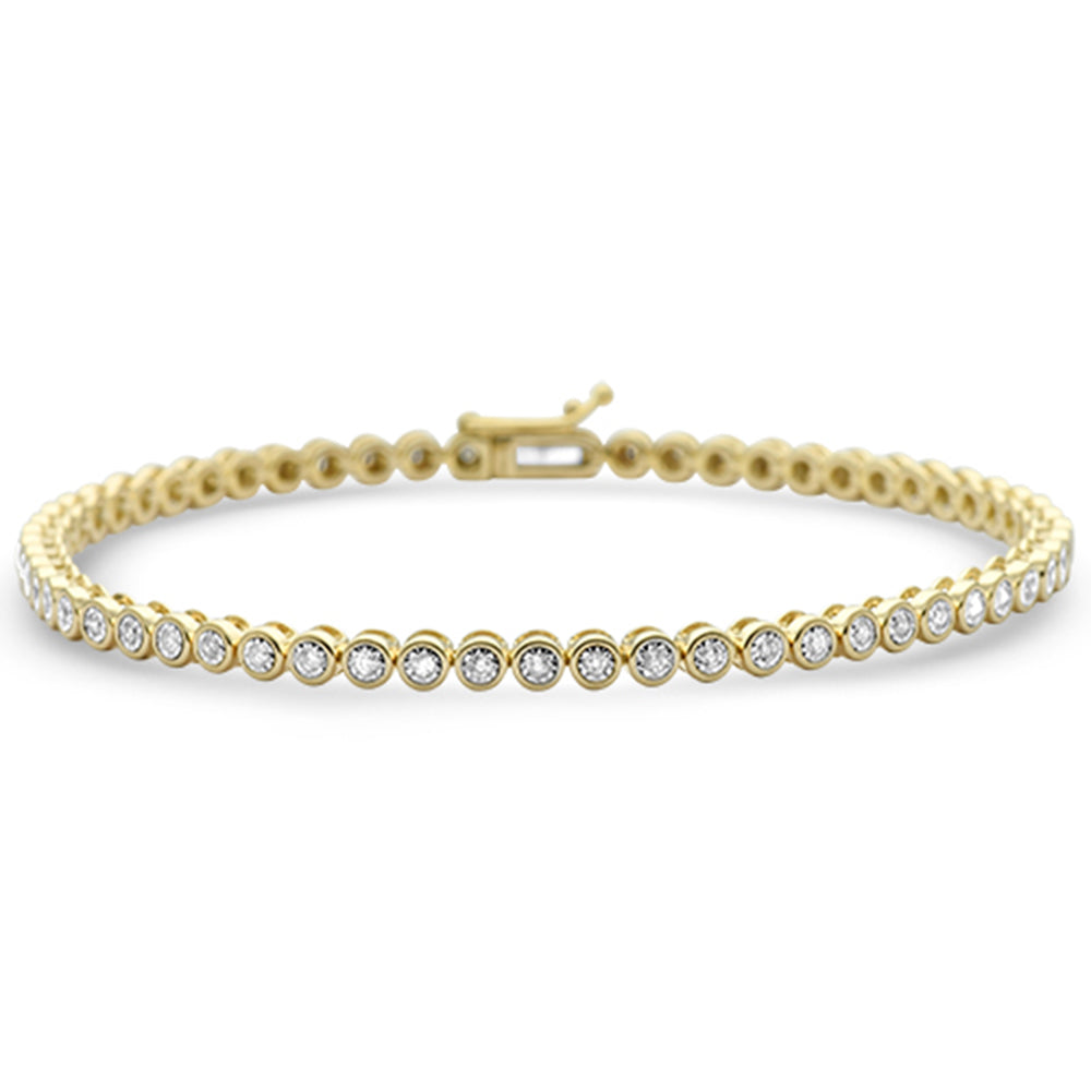 SPECIAL! .53ct G SI 14K Yellow Gold Diamond Bezel Set Tennis Bracelet 7.25" Long