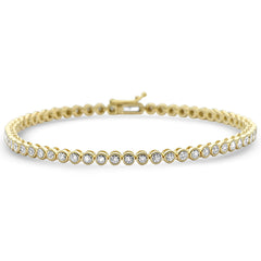 SPECIAL! .53ct G SI 14K Yellow Gold Diamond Bezel Set Tennis Bracelet 7.25" Long