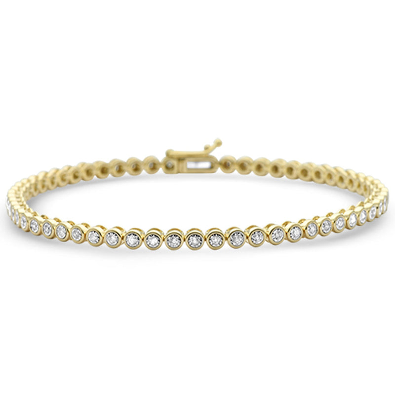 SPECIAL! .53ct G SI 14K Yellow Gold Diamond Bezel Set Tennis Bracelet 7.25" Long
