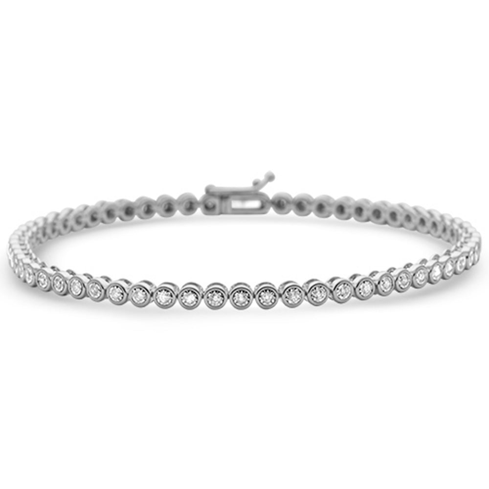 SPECIAL! .51ct G SI 14K White Gold Diamond Bezel Set Tennis Bracelet 7.25" Long