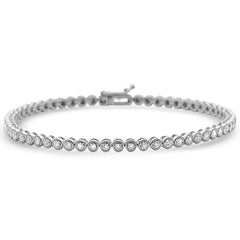 SPECIAL! .51ct G SI 14K White Gold Diamond Bezel Set Tennis Bracelet 7.25" Long