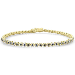 SPECIAL! 1.75ct G SI 14K Yellow Gold Diamond & Blue Sapphire Tennis Bracelet 7.25" Long