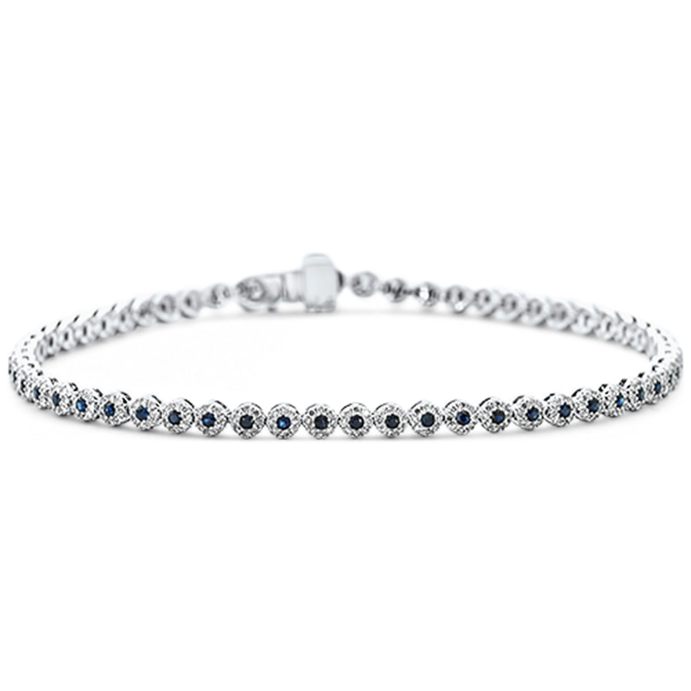 SPECIAL! 1.72ct G SI 14K White Gold Diamond & Blue Sapphire Gemstone Bracelet 7.25" Long
