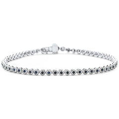 SPECIAL! 1.72ct G SI 14K White Gold Diamond & Blue Sapphire Gemstone Bracelet 7.25" Long