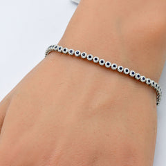 SPECIAL! 1.72ct G SI 14K White Gold Diamond & Blue Sapphire Gemstone Bracelet 7.25" Long