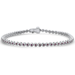 SPECIAL! 1.89ct G SI 14K White Gold Diamond & Ruby Gemstones Tennis Bracelet 7.25" Long
