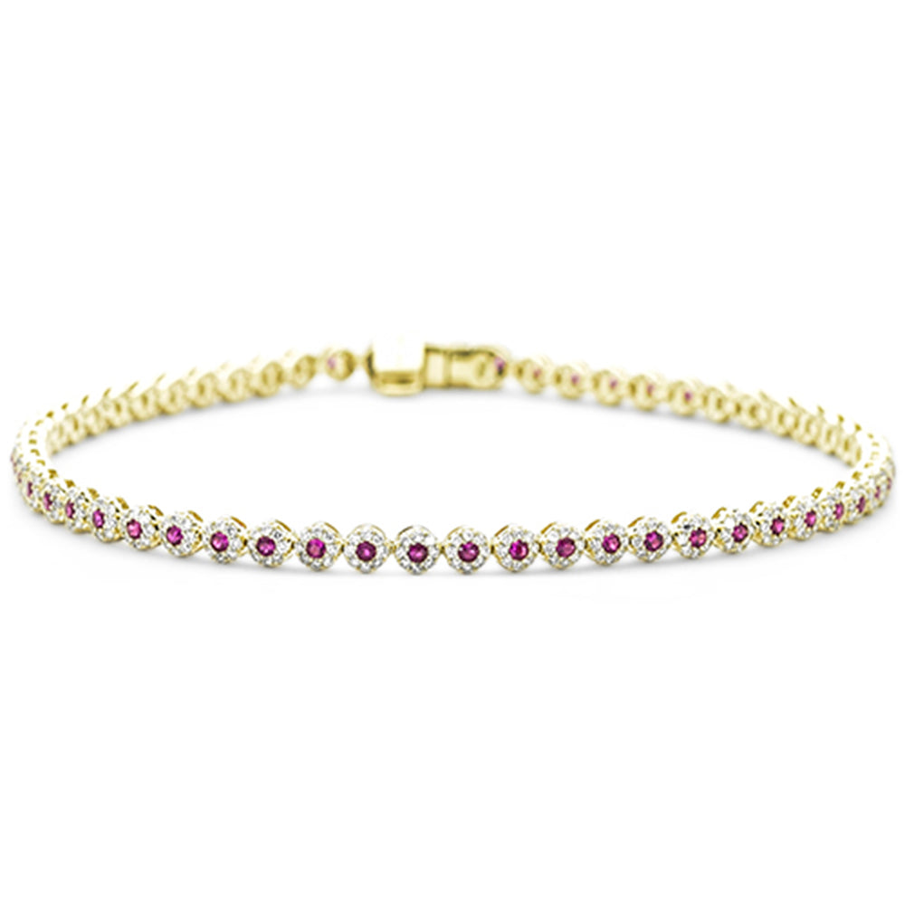 SPECIAL! 2.01ct G SI 14K Yellow Gold Diamond & Ruby Gemstone Bracelet 7.25" Long