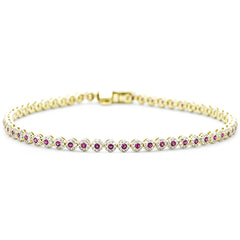 SPECIAL! 2.01ct G SI 14K Yellow Gold Diamond & Ruby Gemstone Bracelet 7.25" Long