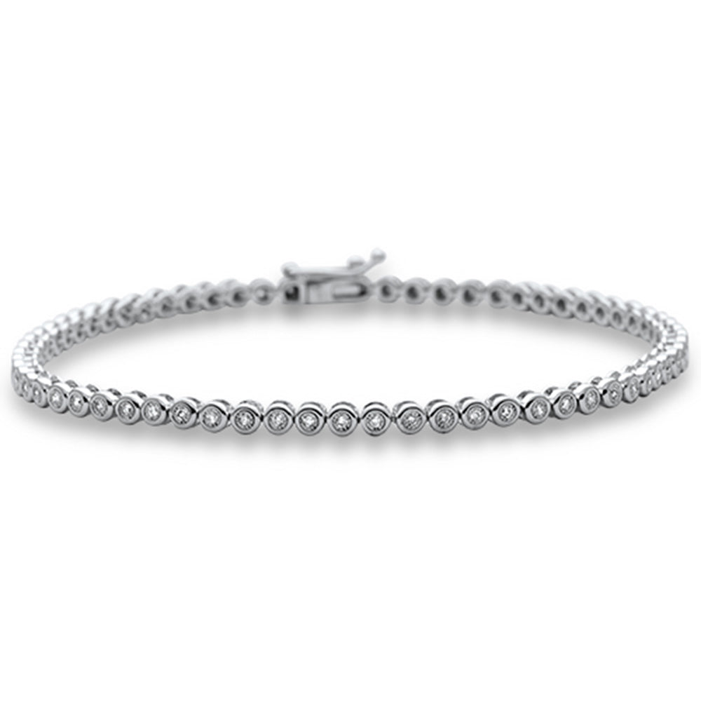SPECIAL! .32ct G SI 14K White Gold Diamond Bezel Set Tennis Bracelet 7" Long