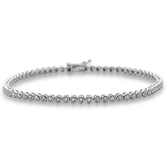 SPECIAL! .32ct G SI 14K White Gold Diamond Bezel Set Tennis Bracelet 7" Long