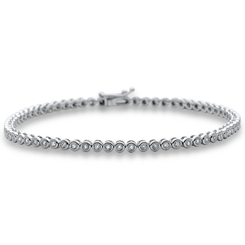 SPECIAL! .32ct G SI 14K White Gold Diamond Bezel Set Tennis Bracelet 7" Long