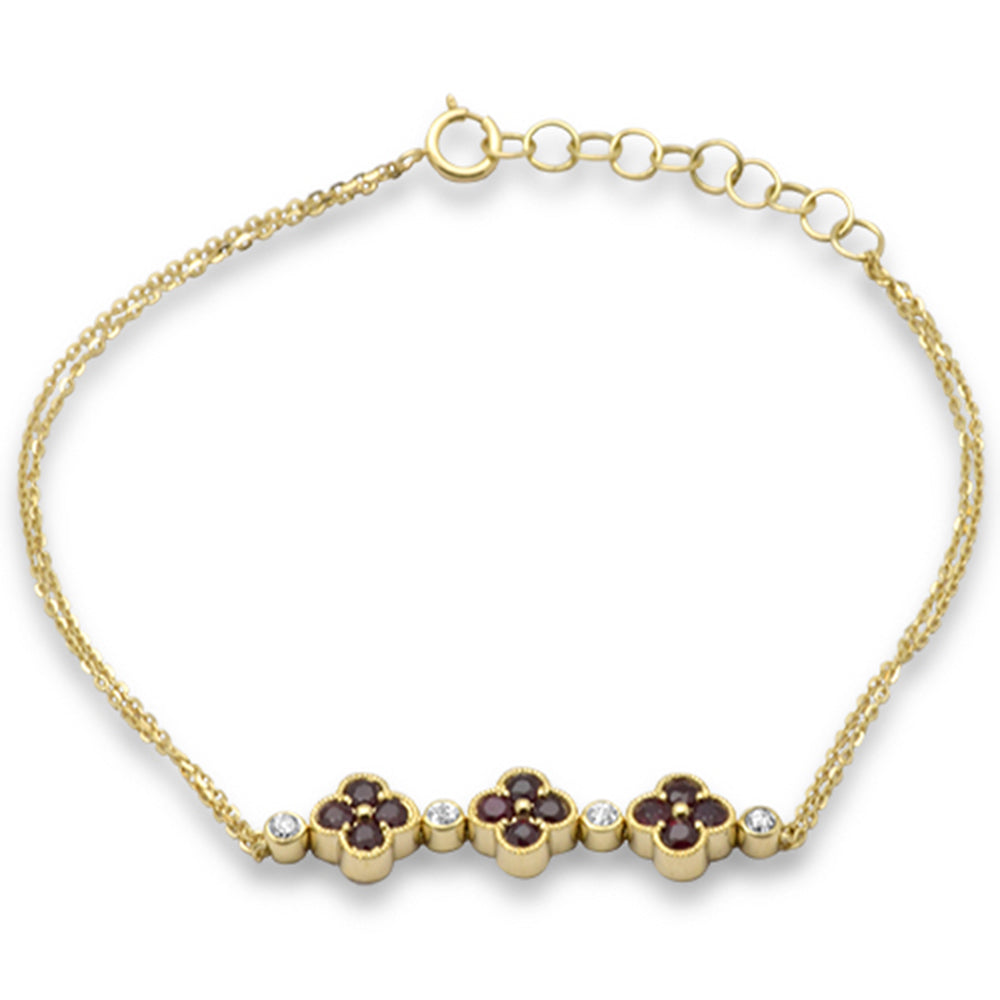 SPECIAL! .80ct G SI 14K Yellow Gold Diamond & Ruby Gemstones Chain Bracelet 7.25" Long Adjustable