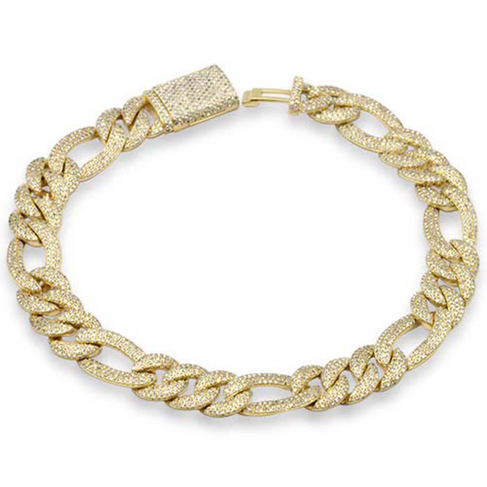 SPECIAL! 2.71ct G SI 14K Yellow Gold 9mm Figaro Diamond Bracelet 8" Long