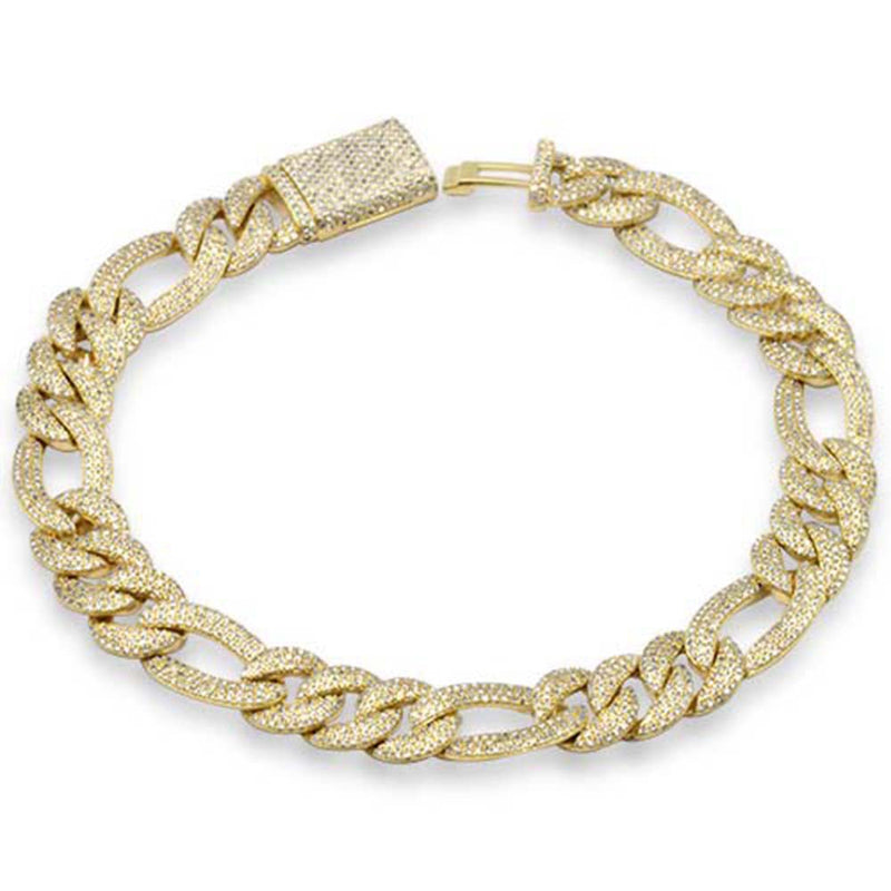 SPECIAL! 2.71ct G SI 14K Yellow Gold 9mm Figaro Diamond Bracelet 8" Long
