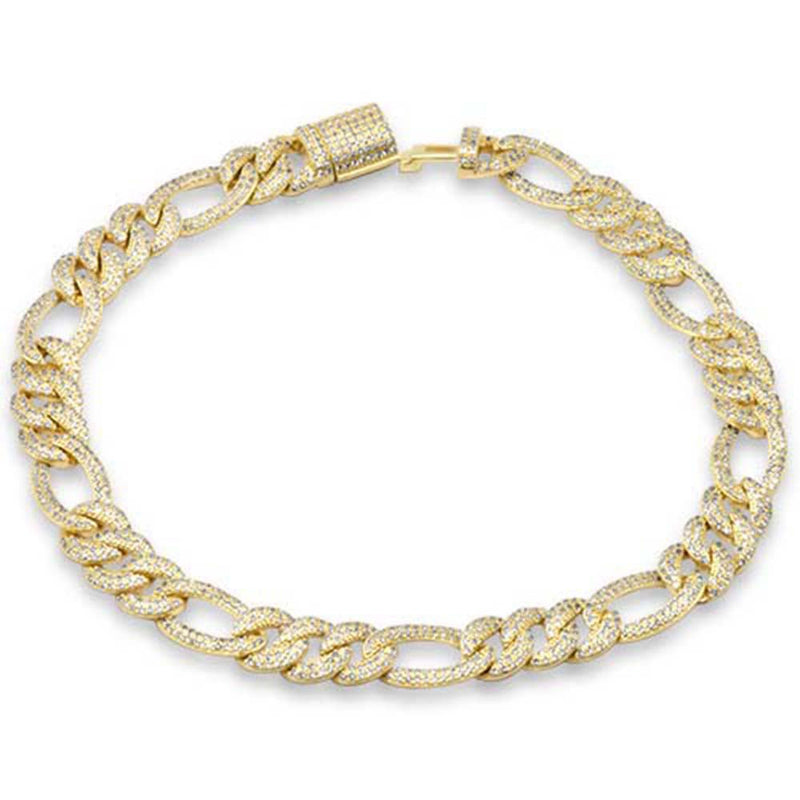 SPECIAL! 9mm 3.12ct G SI 14K Yellow Gold Diamond Round Cuban Bracelet 8" Long