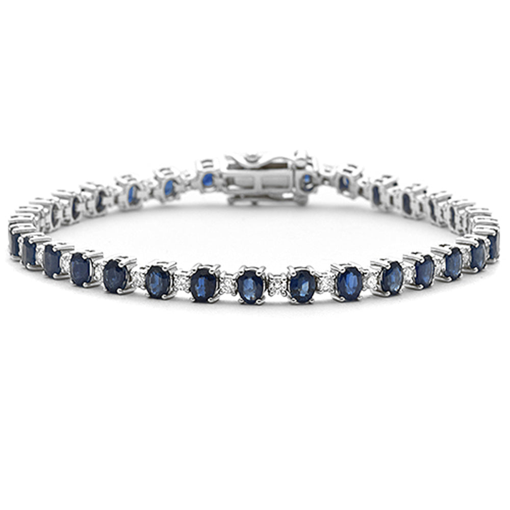SPECIAL! 8.05ct G SI 14K White Gold Diamond & Blue Sapphire Gemstones Bracelet 7" Long