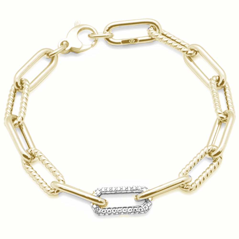 SPECIAL!.52ct G SI 14K Yellow Gold Diamond Paper Clip Bracelet 7" Long