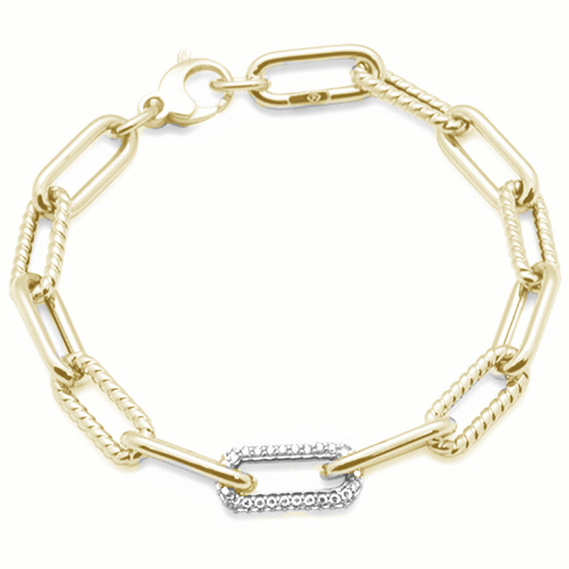 SPECIAL!.52ct G SI 14K Yellow Gold Diamond Paper Clip Bracelet 7" Long
