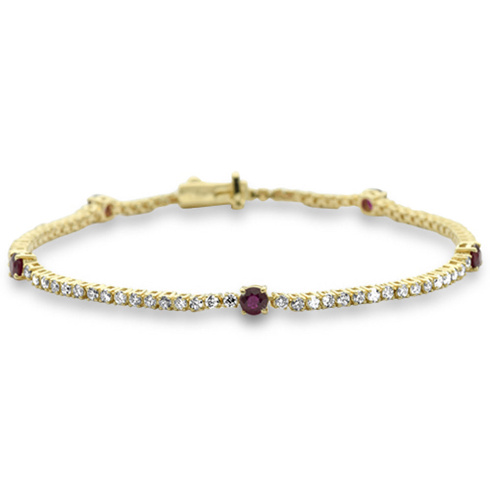 SPECIAL!  2.39ct G SI 14K Yellow Gold Diamond & Ruby Gemstone Bracelet 7" Long