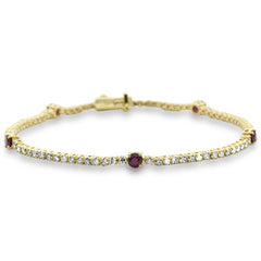 SPECIAL!  2.54ct G SI 14K Yellow Gold Diamond & Ruby Gemstone Bracelet 7" Long