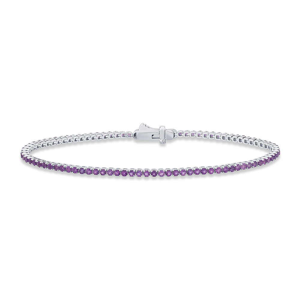 SPECIAL! 1.98ct G SI 14K White Gold Amethyst Gemstone Tennis Bracelet 7" Long
