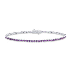 SPECIAL! 1.98ct G SI 14K White Gold Amethyst Gemstone Tennis Bracelet 7" Long