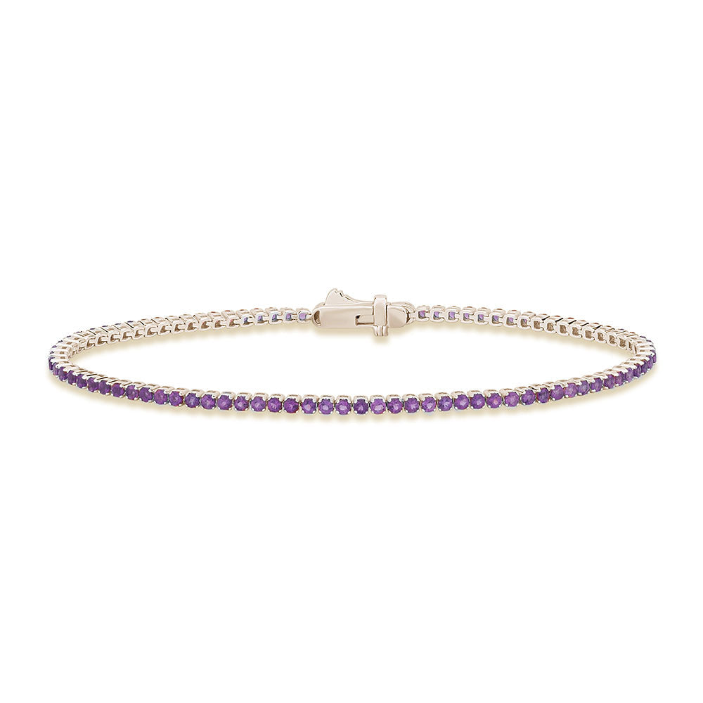 SPECIAL! 1.98ct G SI 14K Yellow Gold Amethyst Gemstone Tennis Bracelet 7" Long
