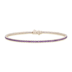 SPECIAL! 1.98ct G SI 14K Yellow Gold Amethyst Gemstone Tennis Bracelet 7" Long