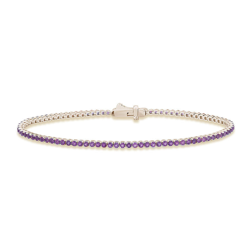 SPECIAL! 1.98ct G SI 14K Yellow Gold Amethyst Gemstone Tennis Bracelet 7" Long