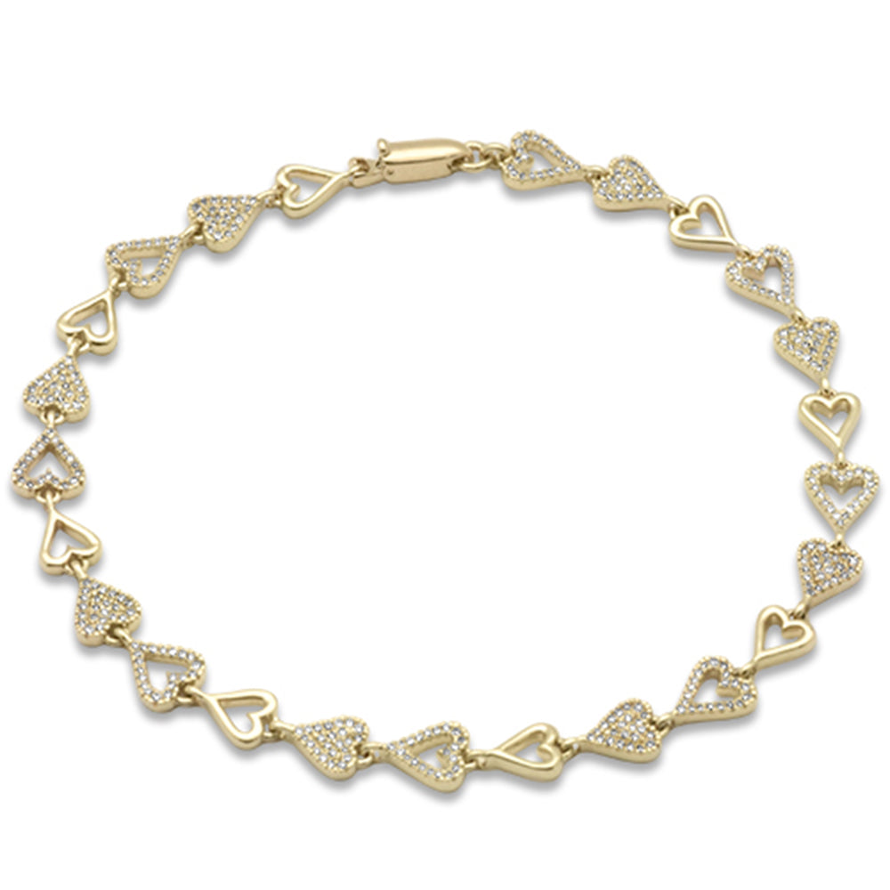 SPECIAL!.55ct G SI 14K Yellow Gold Round Diamond Heart Shape Bracelet 7" Long