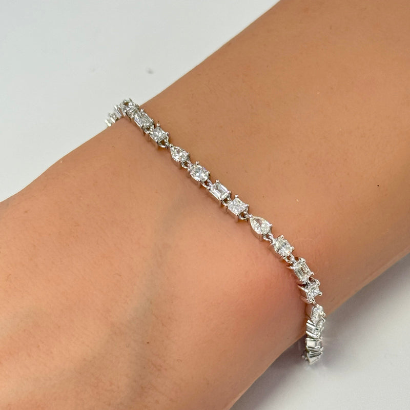 SPECIAL!3.58ct G SI 14K White Gold Multi Shape Diamond Tennis Bracelet 7" Long