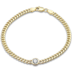 SPECIAL! .51ct G SI 14K Yellow Gold Round Diamond Cuban Bracelet 7" Long