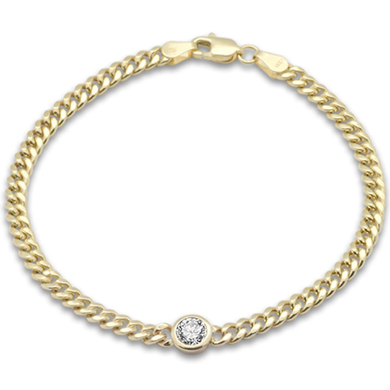 SPECIAL! .51ct G SI 14K Yellow Gold Round Diamond Cuban Bracelet 7" Long