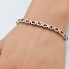 SPECIAL! 4.78ct G SI 14K Yellow Gold Diamond & Ruby Gemstones Bracelet 7" Long