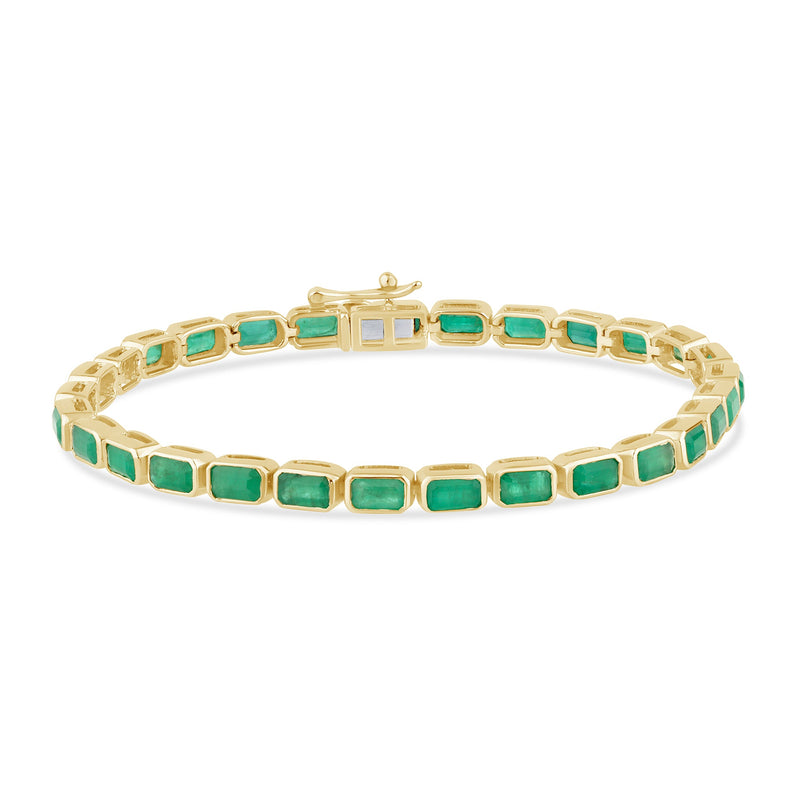 SPECIAL! 7.95ct G SI 14K Yellow Gold Natural Emerald Bracelet 7" Long
